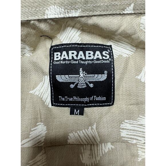 NWT Barabas Men's LS Tan White Heart Print Button Up Dress Shirt - Size M - Picture 3 of 6